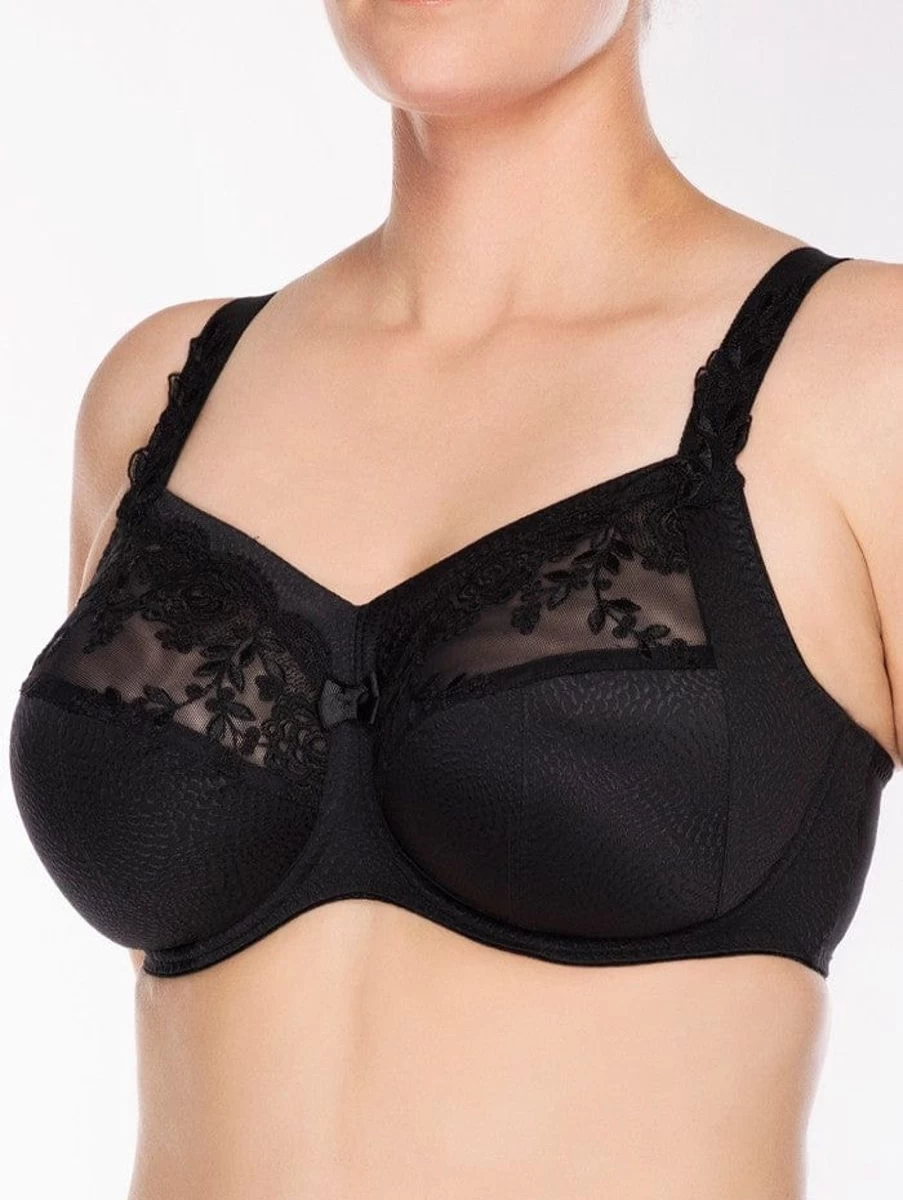 Ulla Ella Underwire Bra with Support Panel - Black Lace Women's Underwear
