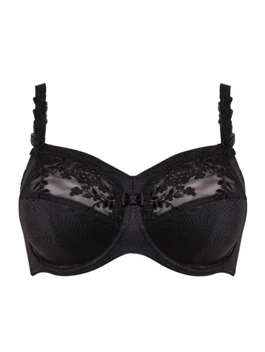 Ulla Ella Underwire Bra with Support Panel - Black Lace Women's Underwear