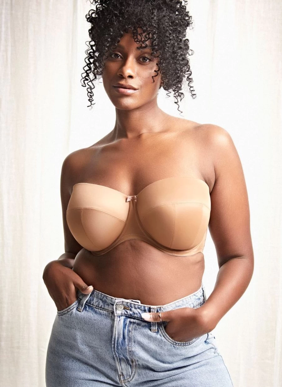 Sculptresse Dana Strapless Bra in Caramel | Plus Size Support | Comfort Fit | Wireless Lift