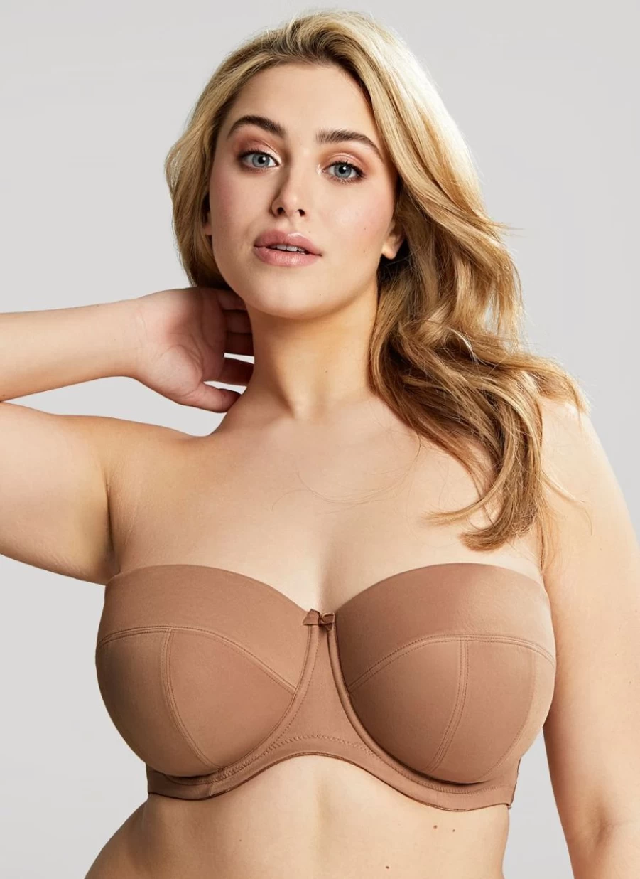 Sculptresse Dana Strapless Bra in Caramel | Plus Size Support | Comfort Fit | Wireless Lift