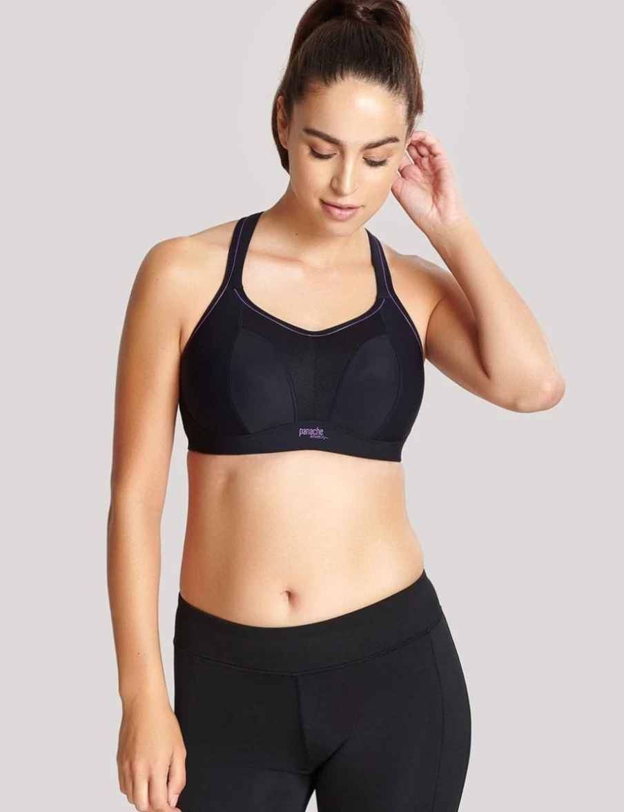 Panache Wirefree Sports Bra - Black Non-Padded Supportive Comfort Workout Bra