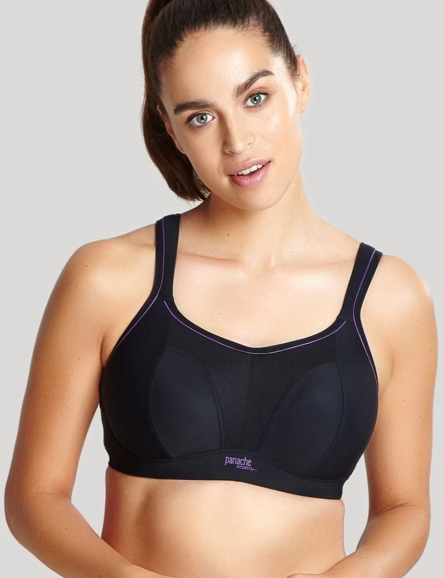 Panache Wirefree Sports Bra - Black Non-Padded Supportive Comfort Workout Bra