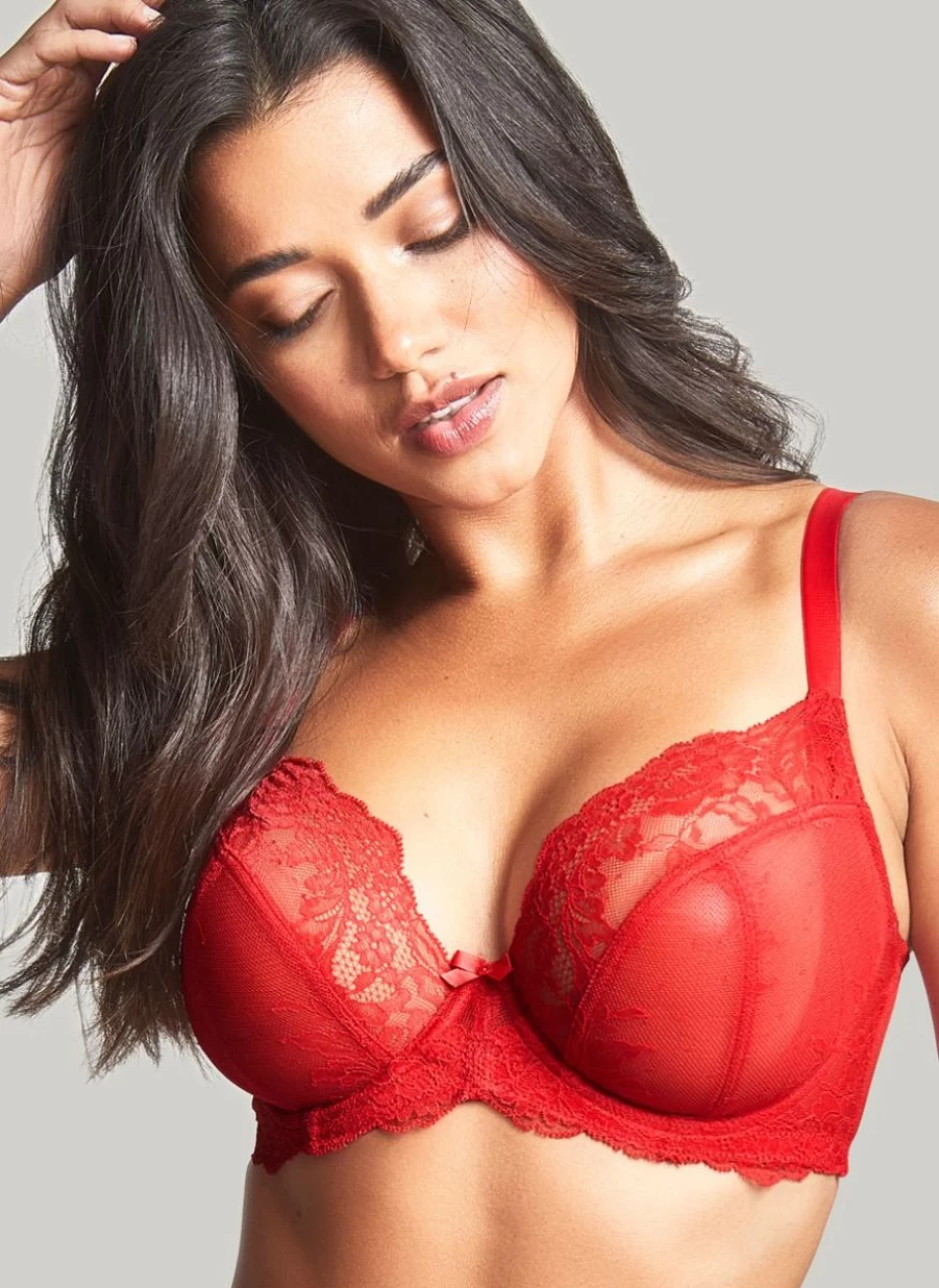 Panache Ana Plunge Bra in Salsa Red - Supportive Underwire Lingerie by Panache
