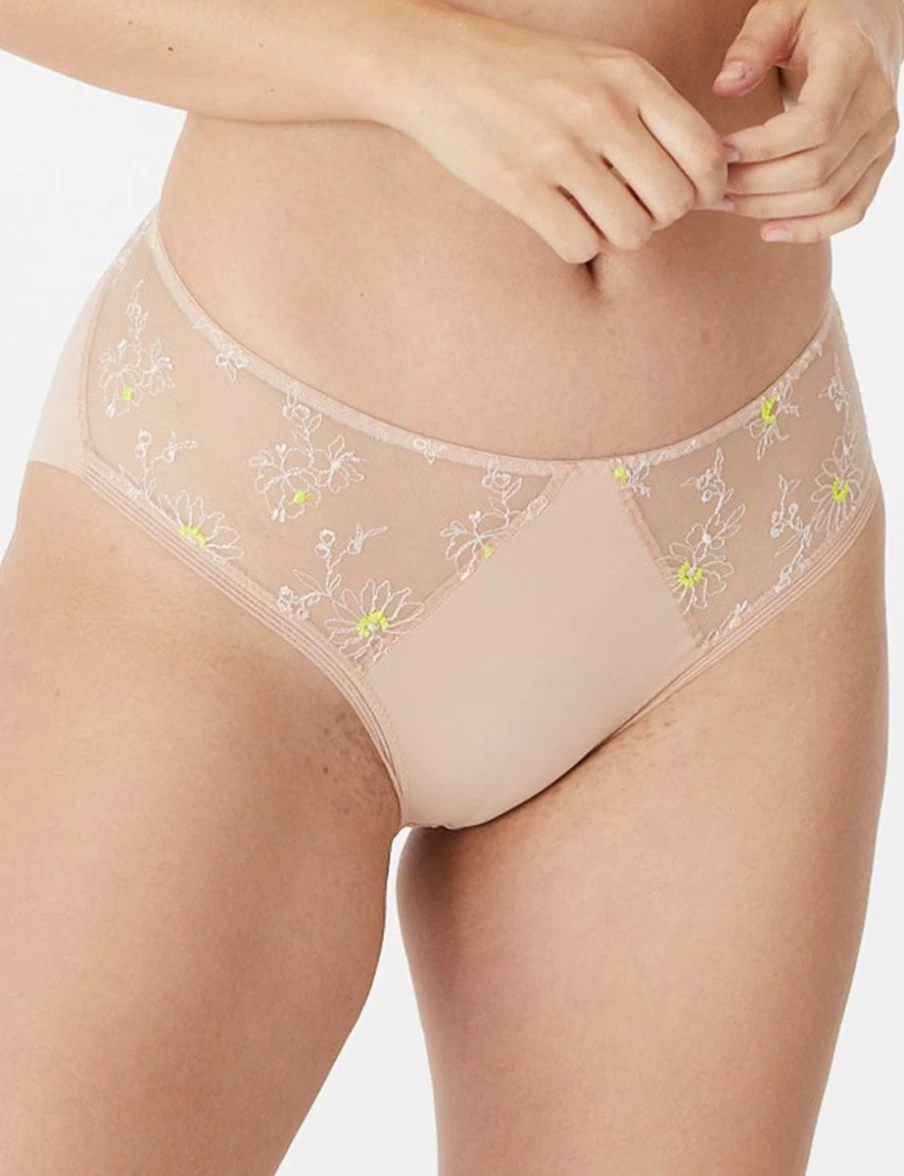 Maison Lejaby High Waist Brief Panties in Smoky Pink - Sunflowers Collection