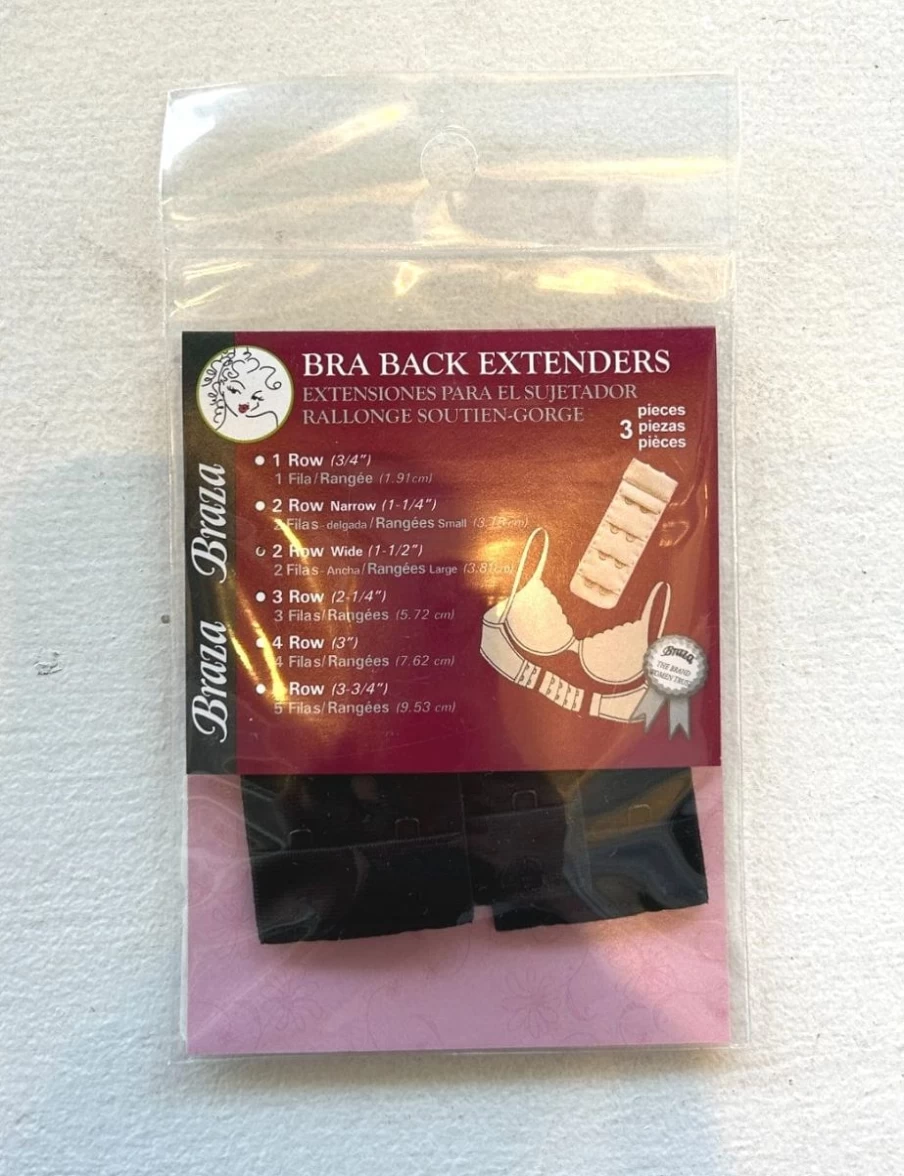 Braza 2-Row Bra Extender - Black | Bra Extension Hook for Comfort & Fit | Braza Brand